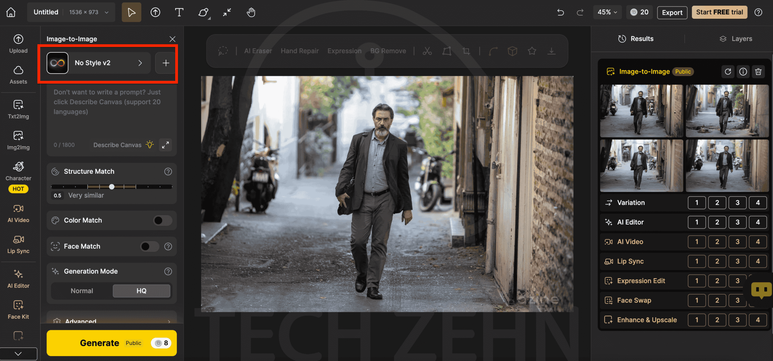 انتخاب استایل برای تبدیل عکس به تصویر سهبعدی با هوش مصنوعی Dzine