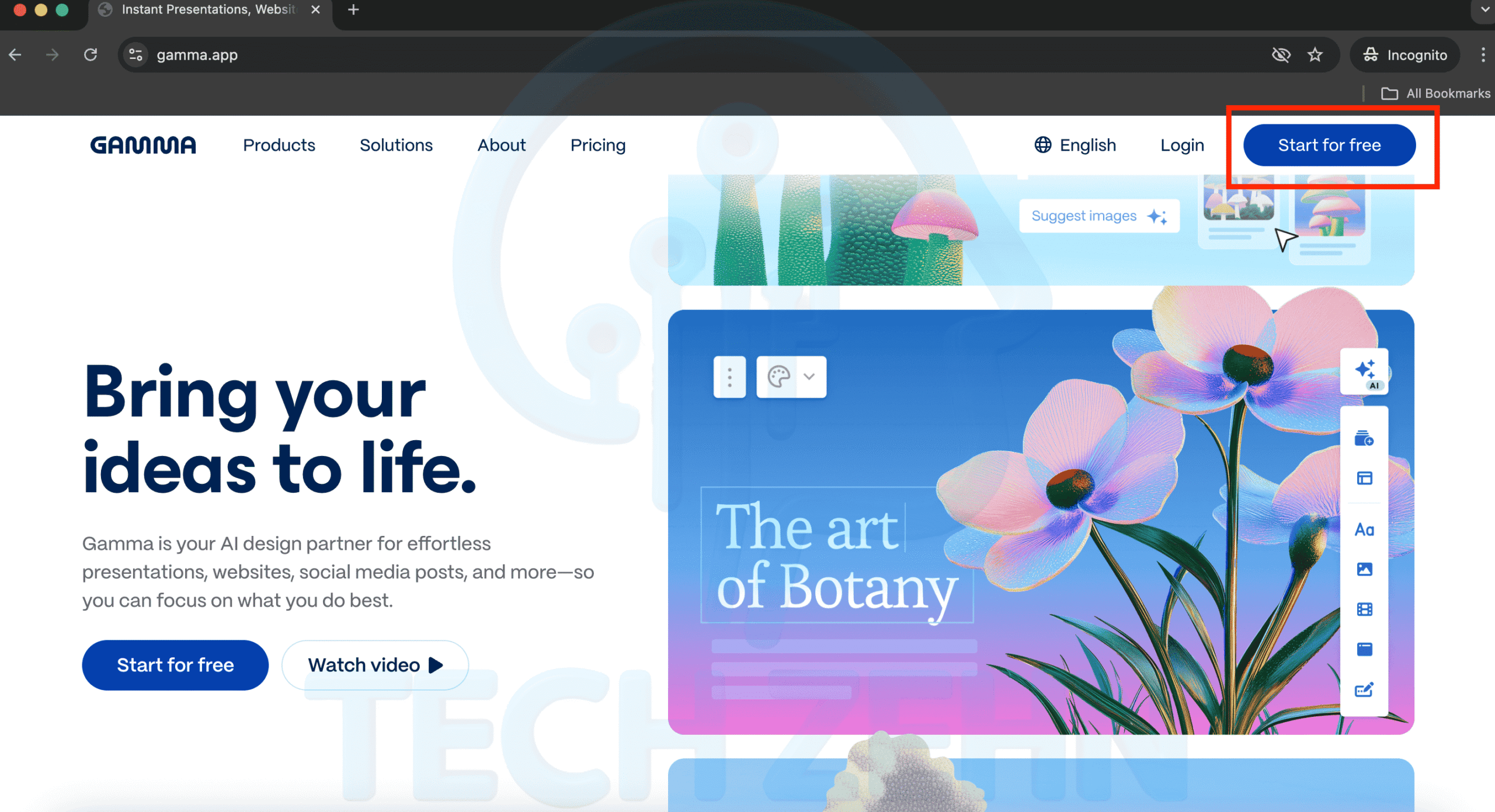 صفحه اصلی هوش مصنوعی Gamma برای ساخت پاورپوینت