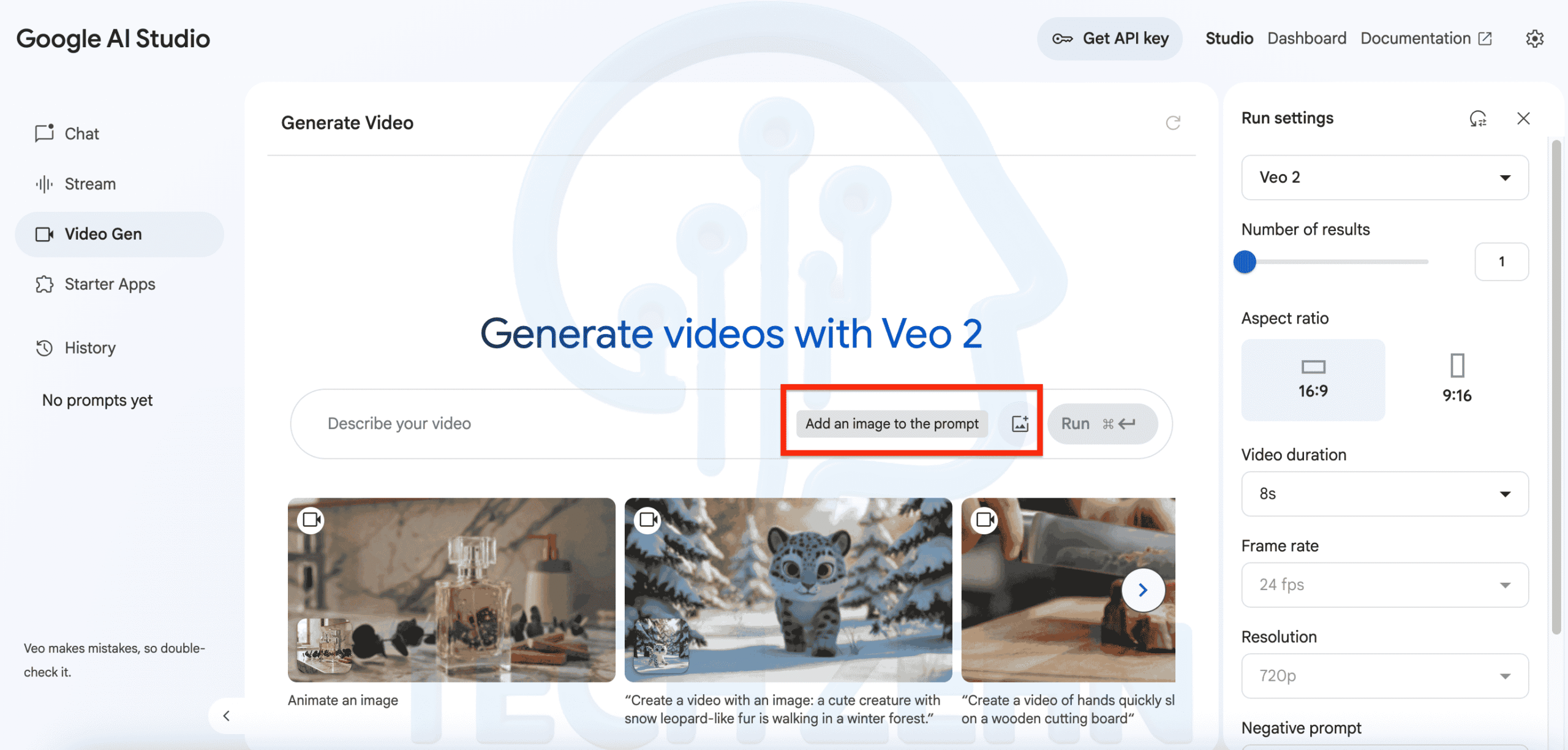 انتخاب تصویر مرجع برای ساخت ویدیو با Google AI Studio