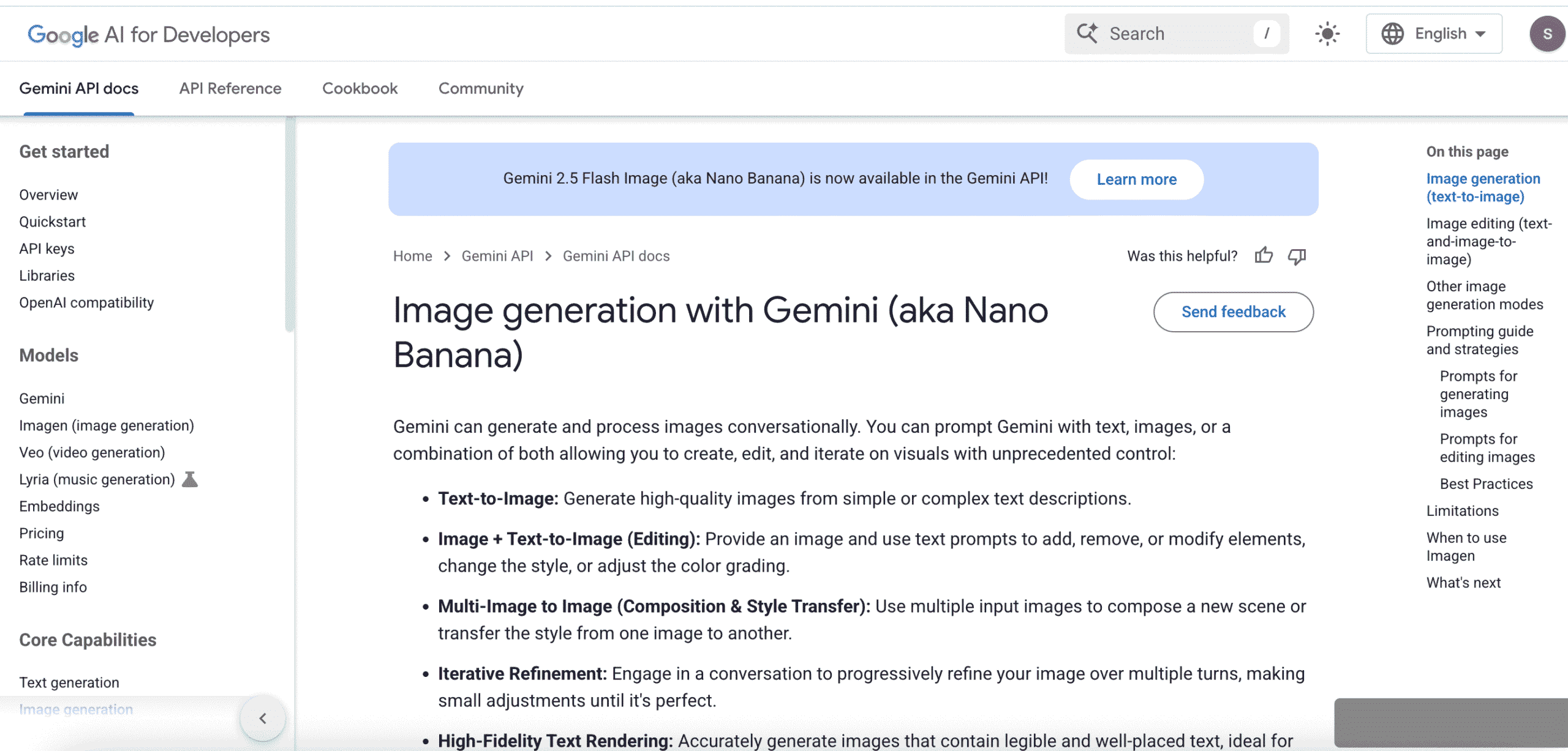 صفحه اصلی Gemini API