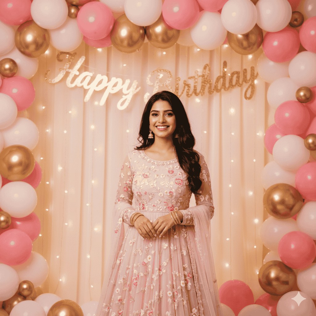 لباس هندی مجلل با ادیت عکس تولد با هوش مصنوعی جمینای