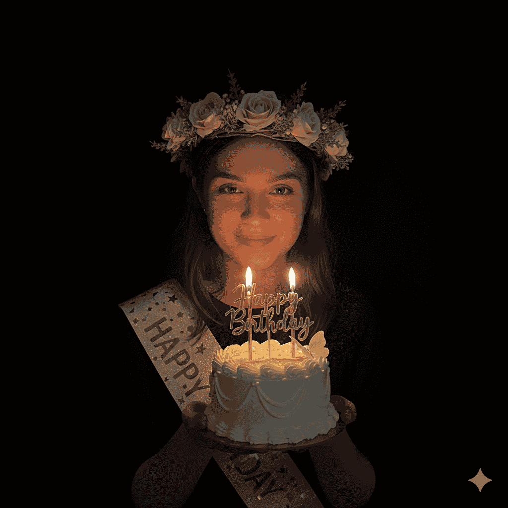 نور شمع و لبخند گرم با ادیت عکس تولد با هوش مصنوعی جمینای