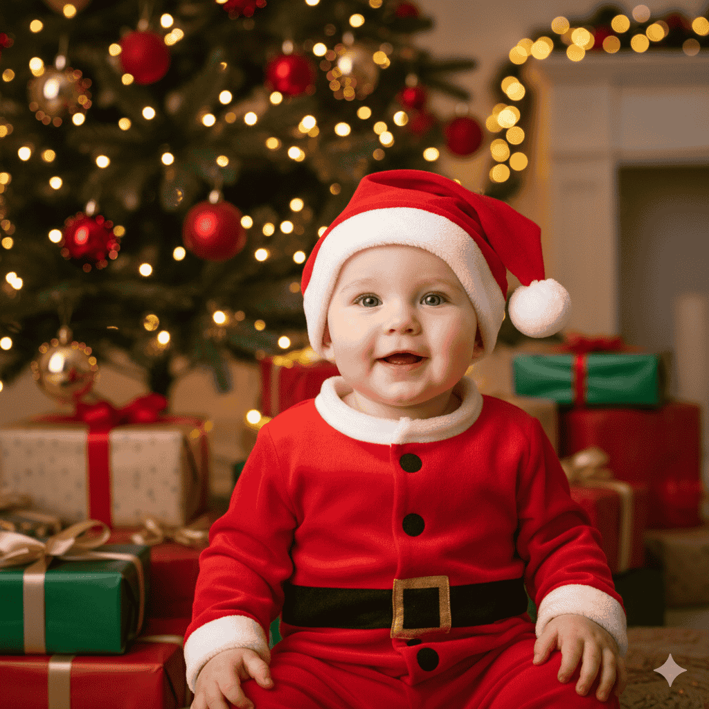 بابانوئل کوچولو با پرامپت عکاسی از نوزاد