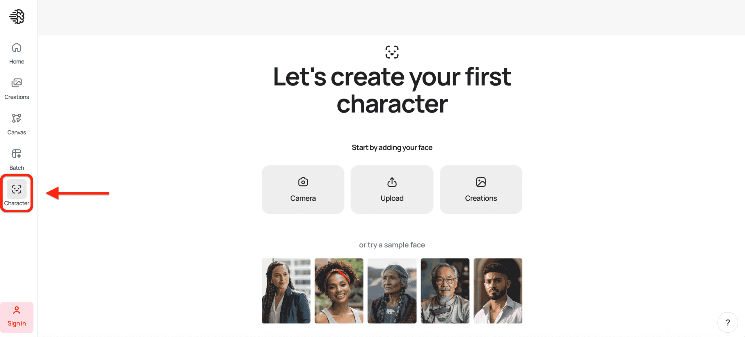 صفحه اصلی انتخاب کاراکتر در آیدیوگرام برای ساخت ویدیو با هوش مصنوعی