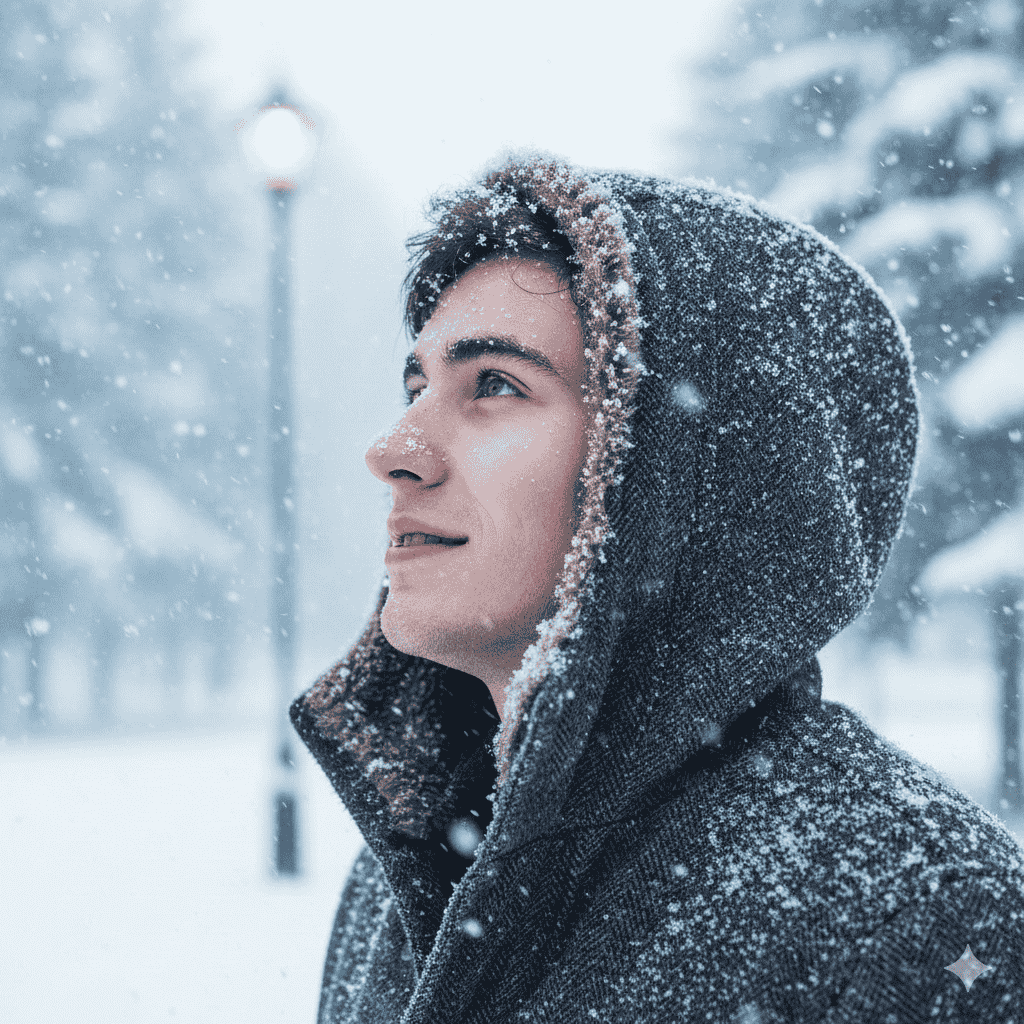 تماشای بارش برف با پرامپت ساخت تصاویر حرفه‌ای با سایت Gemini