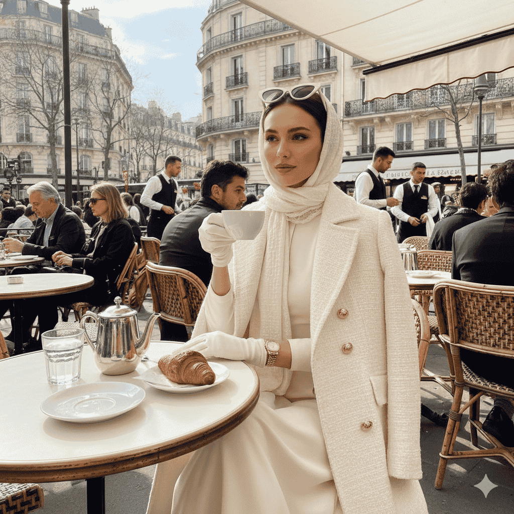 ساخت عکس ساده و شیک در یک کافه اروپایی به کمک پرامپت سایت رایگان Gemini