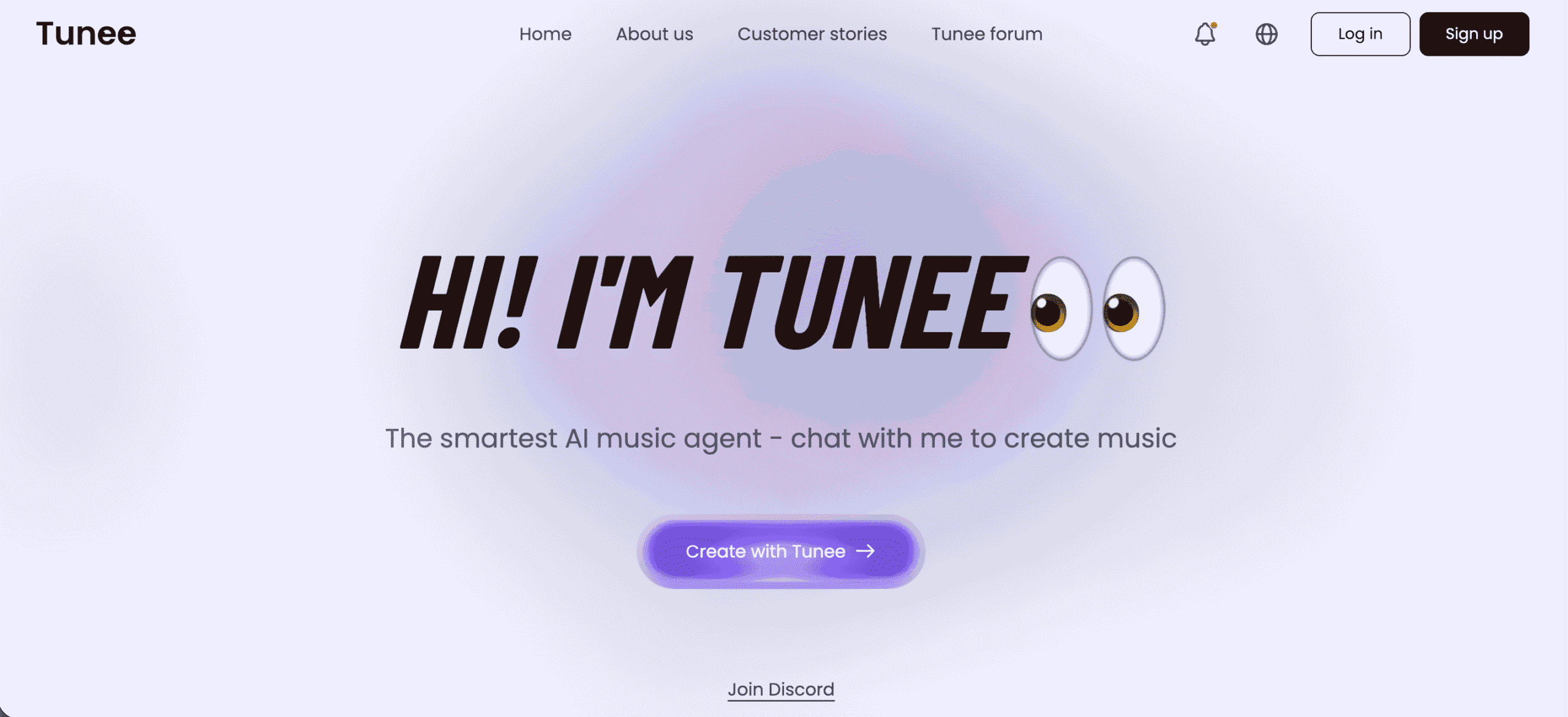 صفحه اصلی هوش مصنوعی Tunee برای تولید موسیقی از متن