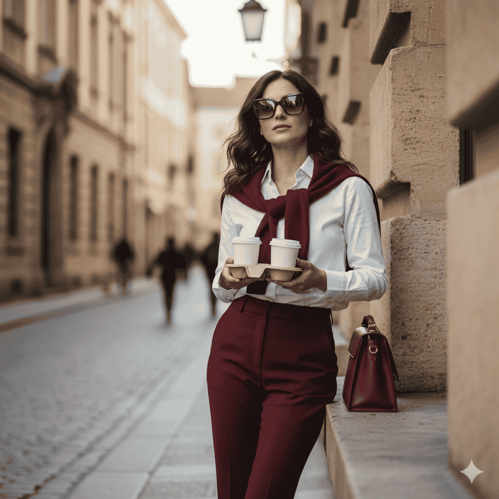 لحظه‌ای شیک و آرام در قلب شهر. این تصویر حرفه‌ای با جزئیات دقیق، حاصل «ساخت تصاویر حرفه‌ای با سایت Gemini» است.