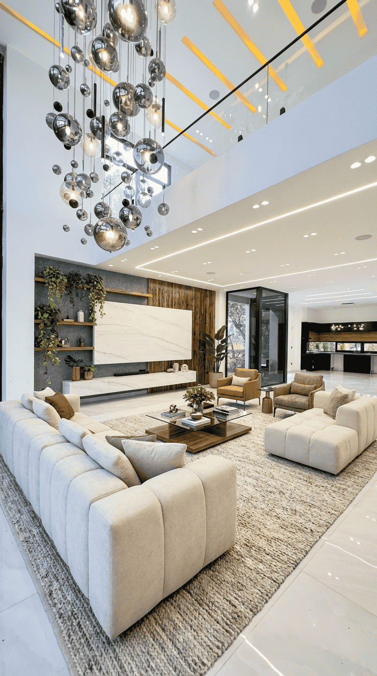 چیدمان و مبله شده فضای خالی اتاق نشیمن