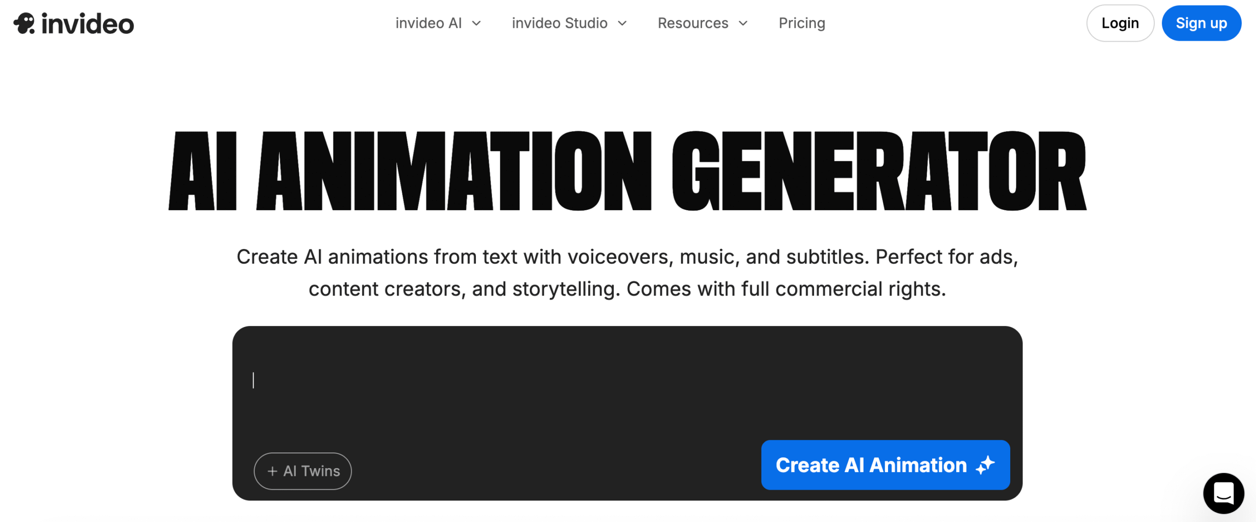 ابزار ساخت انیمیشن با هوش مصنوعی InVideo برای تبدیل متن به ویدیو.