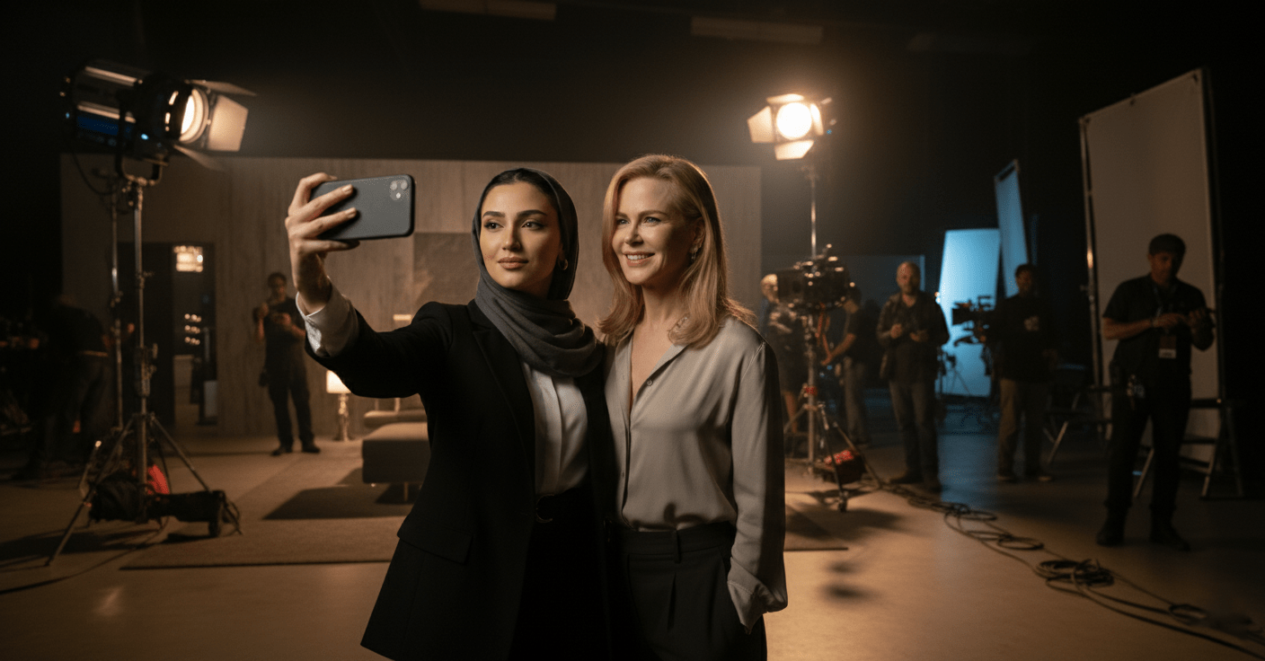 سلفی با سلبریتی نیکول کیدمن سر صحنه فیلمبرداری