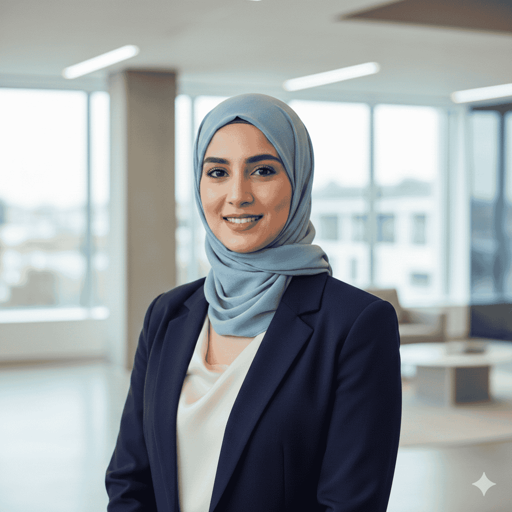 استفاده از هوش مصنوعی ساخت عکس پروفایل برای ایجاد ظاهر یک مدیر اجرایی.